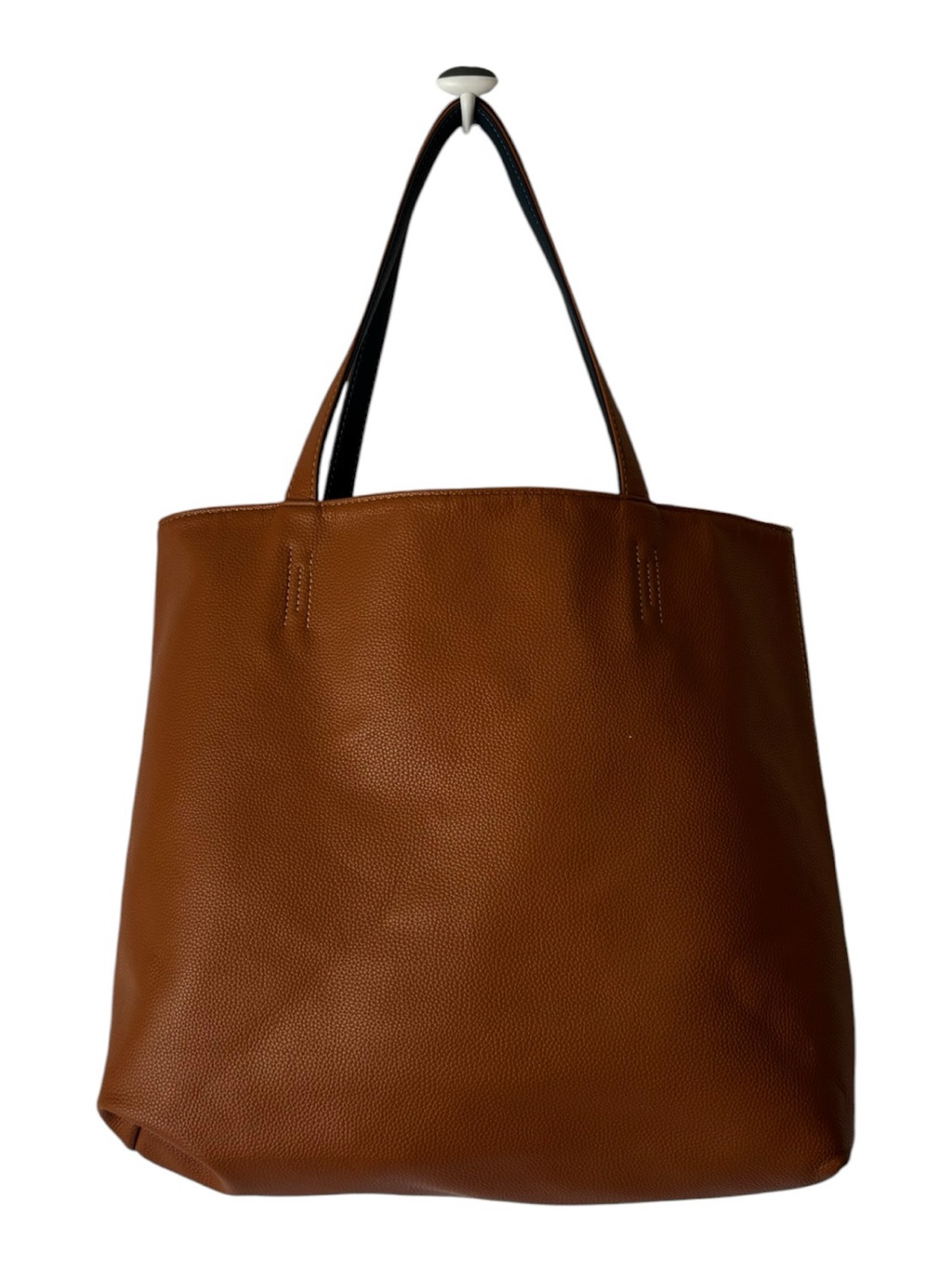 New Chestnut Brown/ Navy Tote Bag Reversible Vegan Leather Tote Bag 16” X 12”